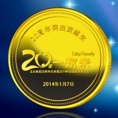 2014年1月：定制廣州立白集團20周年定制純金紀念幣